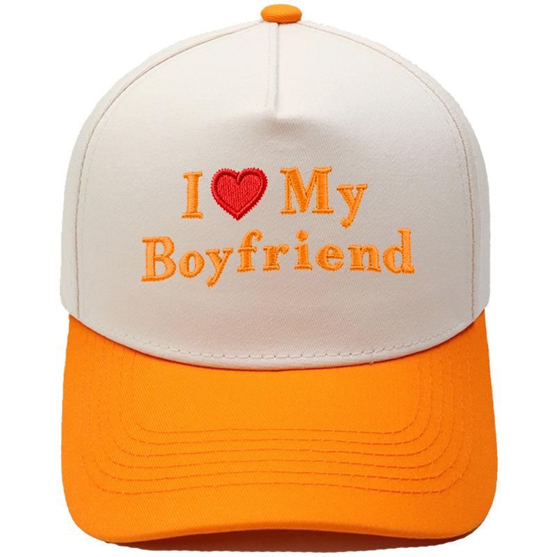 My Boyfriend Love Embroidery Truck Driver Baseball Cap Retro Color Matching Men's and Women's Casual Sun Hat