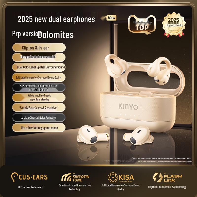 

2025 Wireless Ear Clip Headphones: Semi-In-Ear, Bone Conduction, Government Subsidy Approved for Unisex Use