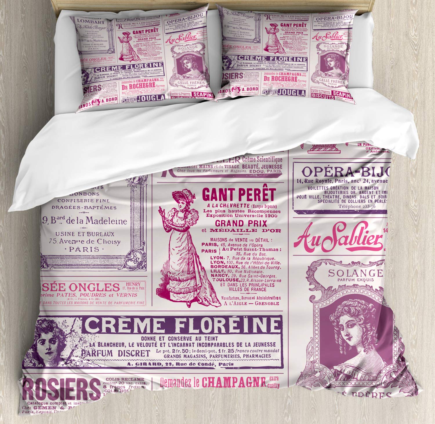 

Newspaper Duvet Cover For Child Teens Adults Lightweight Quilt Cover With 2 Pillowcase Music Culture Magazines Print Bedding Set EU Single(135x200cm)