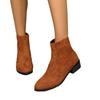 Pointed Large Size Thick Heel Martin Boots Autumn and Winter New Suede Side Zipper Low Heel Short Boots