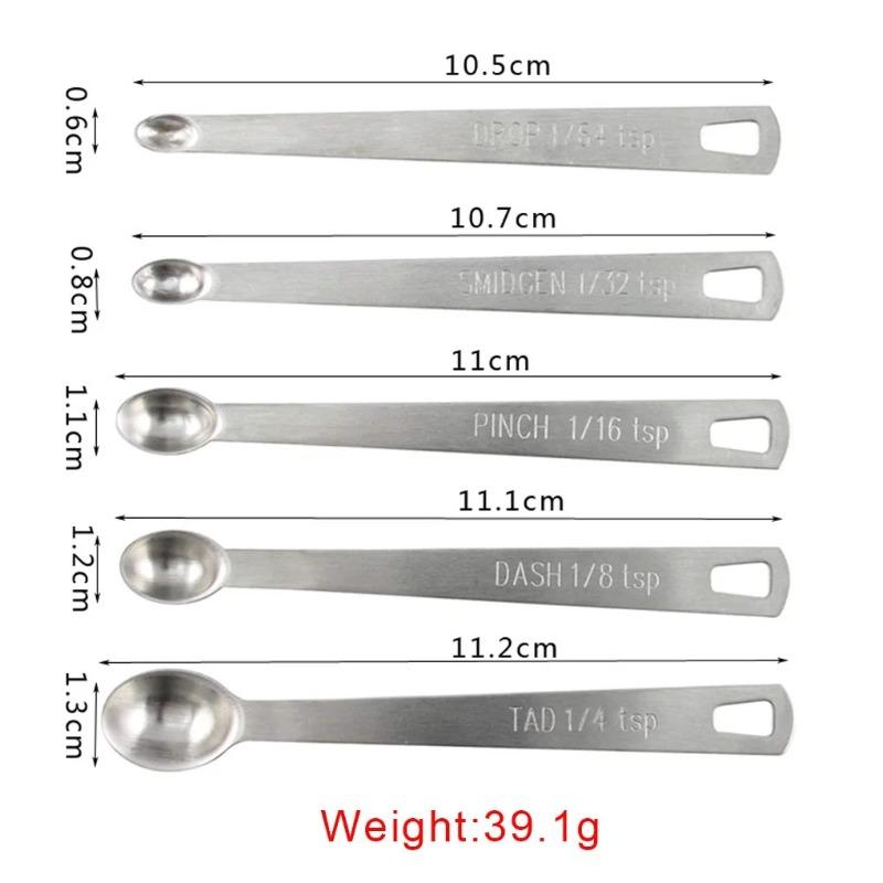 

5pcs/Set Small Measuring Spoon Stainless Steel Coffee Tea Seasoning Multiple Size Kitchen Tools