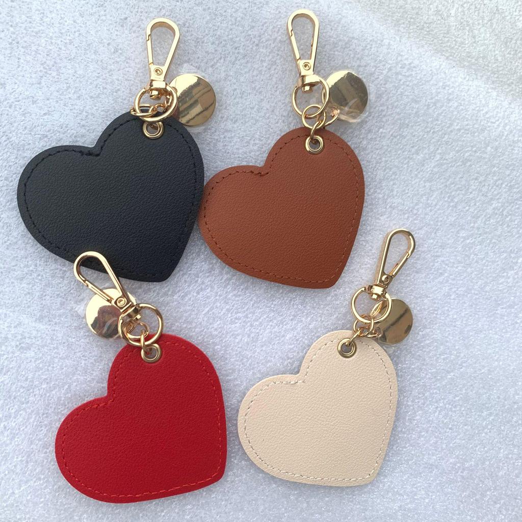 In-Stock Heart-Shaped PU Leather Keychain Pendant - Car Key Gift
