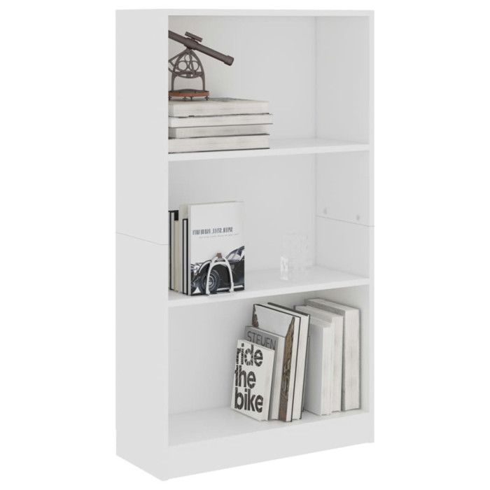 Bibliothèque - VidaXL - 800864 - 3 niveaux - Bois d'ingénierie - Blanc 60x24x109 cm