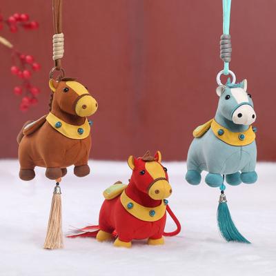 Lucky Horse Plush Ornament Realistic Horse Toy with Hanging Strap Year of The Horse Zodiac Gift for Car Decor Chinese New Year 2026 Souvenir