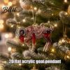 Acrylic Goat Hanging Ornament Christmas Tree Pendant Decorative with Decoration Rhinestone Golden Cord for New Year Party Xmas Pendant