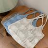 Love Heart Knitted Shoulder Bag Hollow Out Reusable Grocery Bag Portable Woven Shopping Bag  Girl