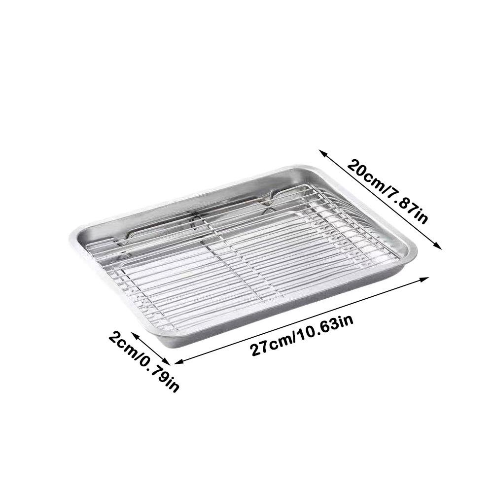 Removable BBQ Tray with Cooling Rack Oven Rack Stainless Steel Baking Pan  for Cooking Roasting