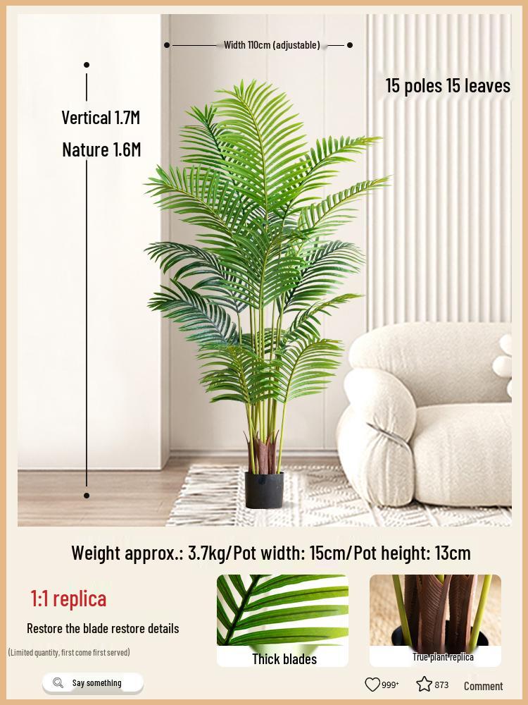 Bionic Green Sprenger's Fern Artificial Tree for Indoor Luxury Living Room Décor