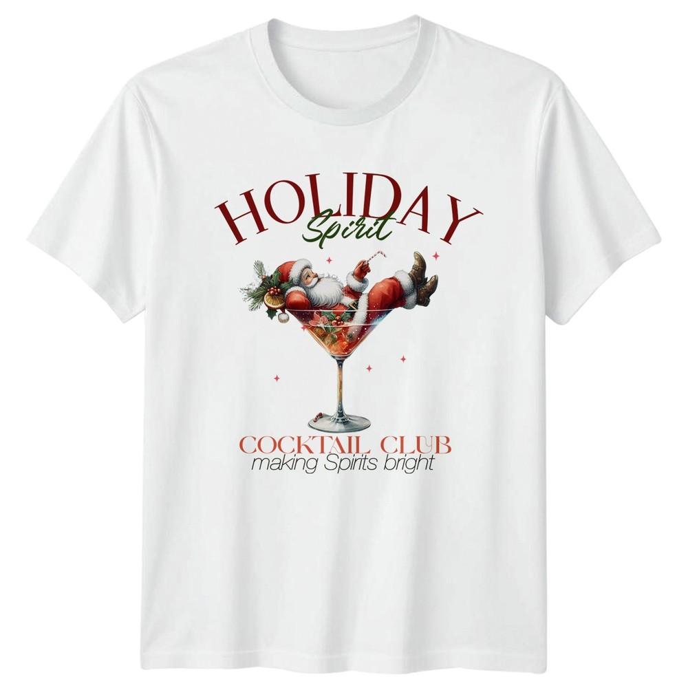 Holiday Spirit Cocktail Club Christmas Santa Unisexs Unisexs Graphic Tee S