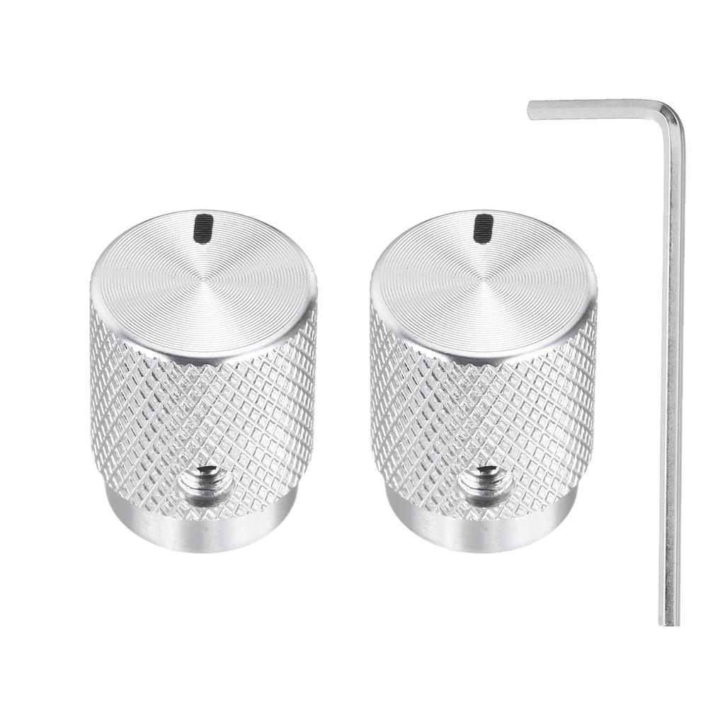Uxcell Aluminum Potentiometer Inch Inner Diameter X Inch Outer Diameter X Inch Universal Volume Control Knobs for Guitar and Oval Light Silver 2-Pack