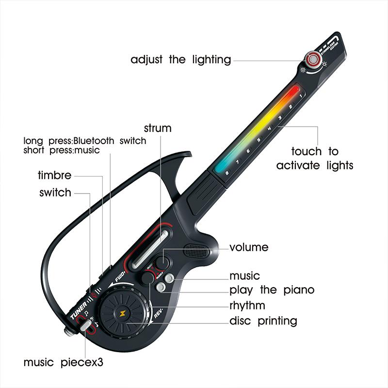 Non-Toxic Children'S Guitar Foldable Electronic Music Toy Multi Functional Instrument String-Free Educational Games Children