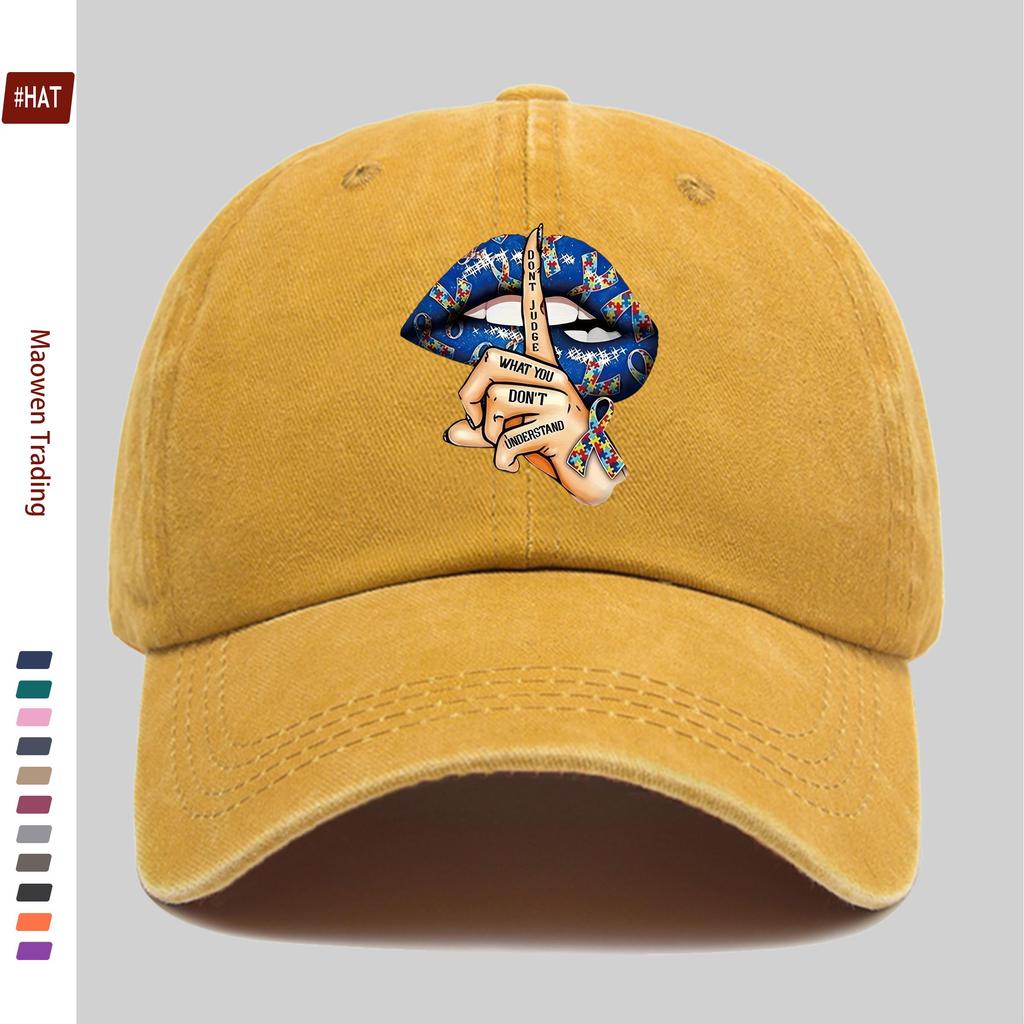 Pc DonT Judge Creative Blue Lipstick Print Baseball Cap Spring Summer Suitable Sun Hat Comfortable Lightweight Adjustable S