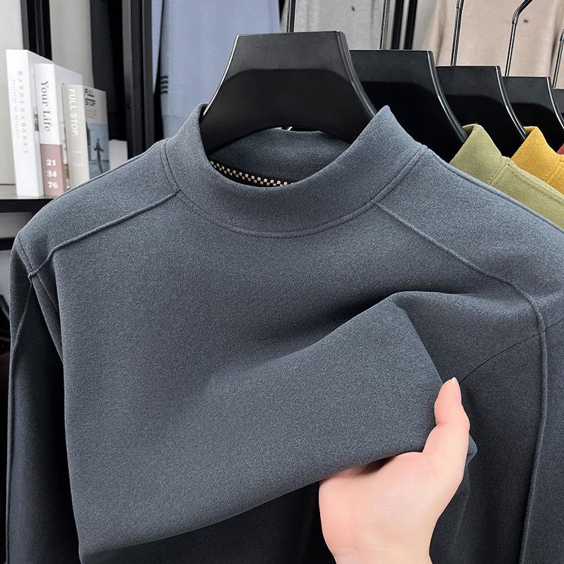 Men's Thermal Half-Neck Long Sleeve Base Layer - Warm Brushed Top for Autumn & Winter