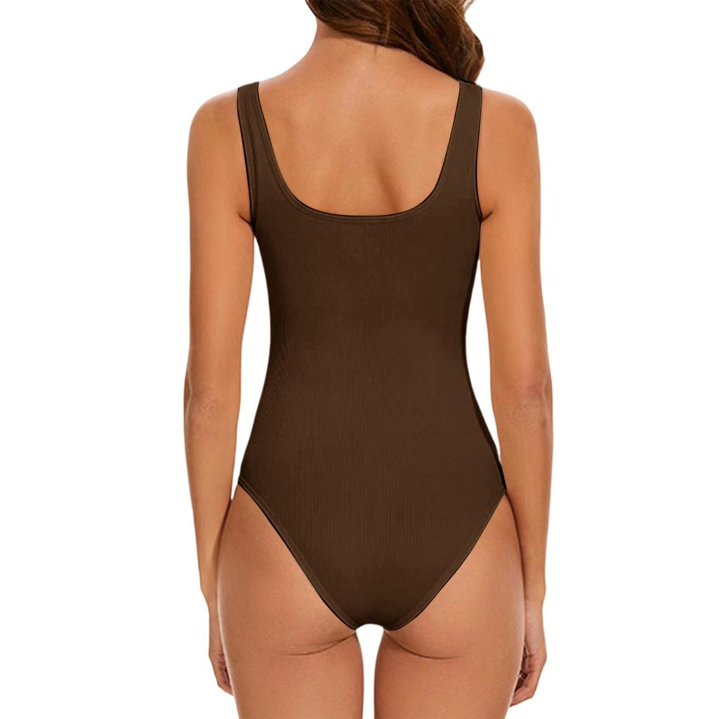 Women's Fashionable Seamless Ribbed Vest, Slimming Waist, Hip-Lifting, Shapely Round Neck Bodysuit, Shaping Suit