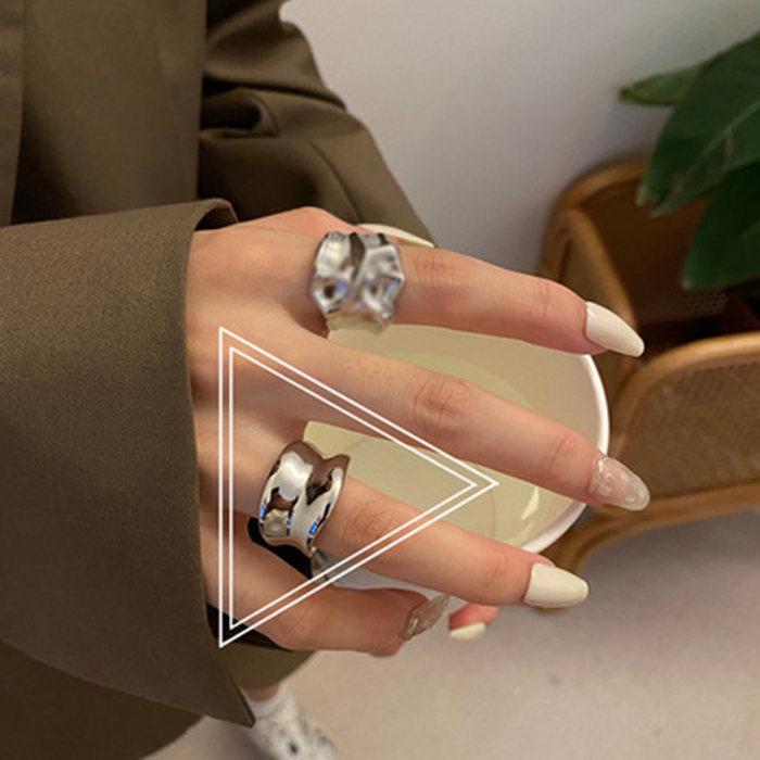 Korean Style Women's Retro Punk Embossed Open Ring