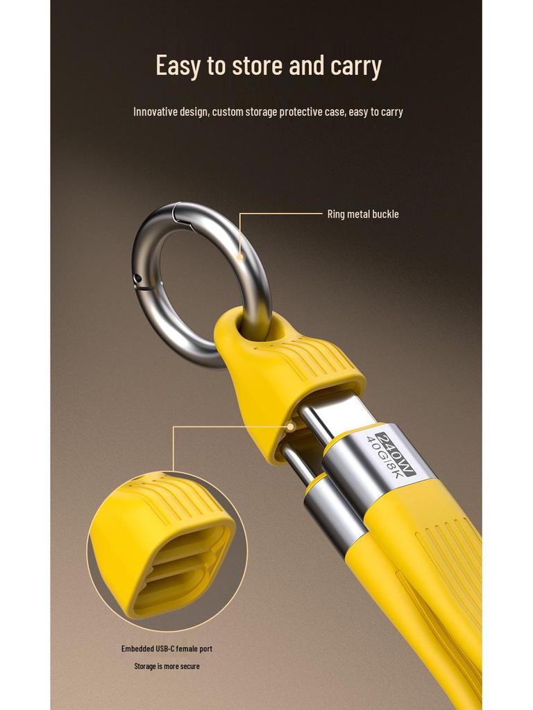 8K HD Video, 240W Super Fast Charging, 40Gbps High-Speed Keychain Data Cable
