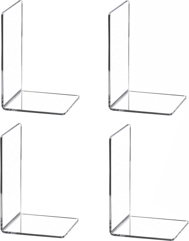 2-8 Pieces Book Ends, Bookends, Books Stand, Books Stoppper, Clear Bookend for Shelves, Acrylic Book Ends for School, Library