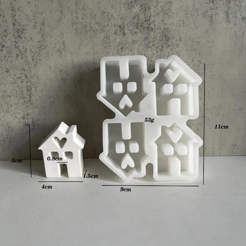 New DIY Concrete Love House Candle Holder Mold Handmade House Candlestick Silicone Molds Plaster Resin Making Home Crafts Decor