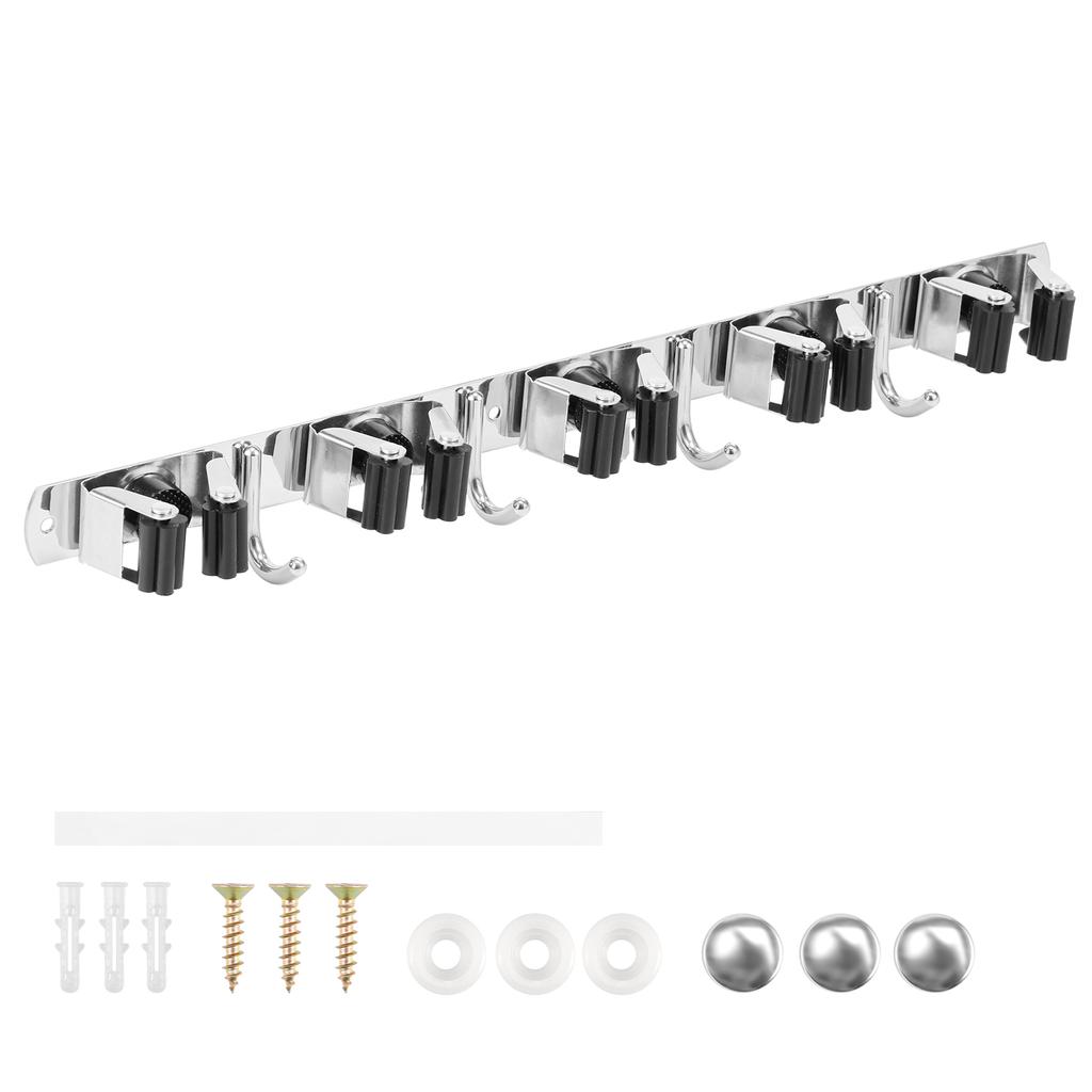 Mop and Broom Organizer Stainless Steel Broom Mop Holder Wall Mounted Strong Broom Mop Holder for Bathroom Kitchen Accessories