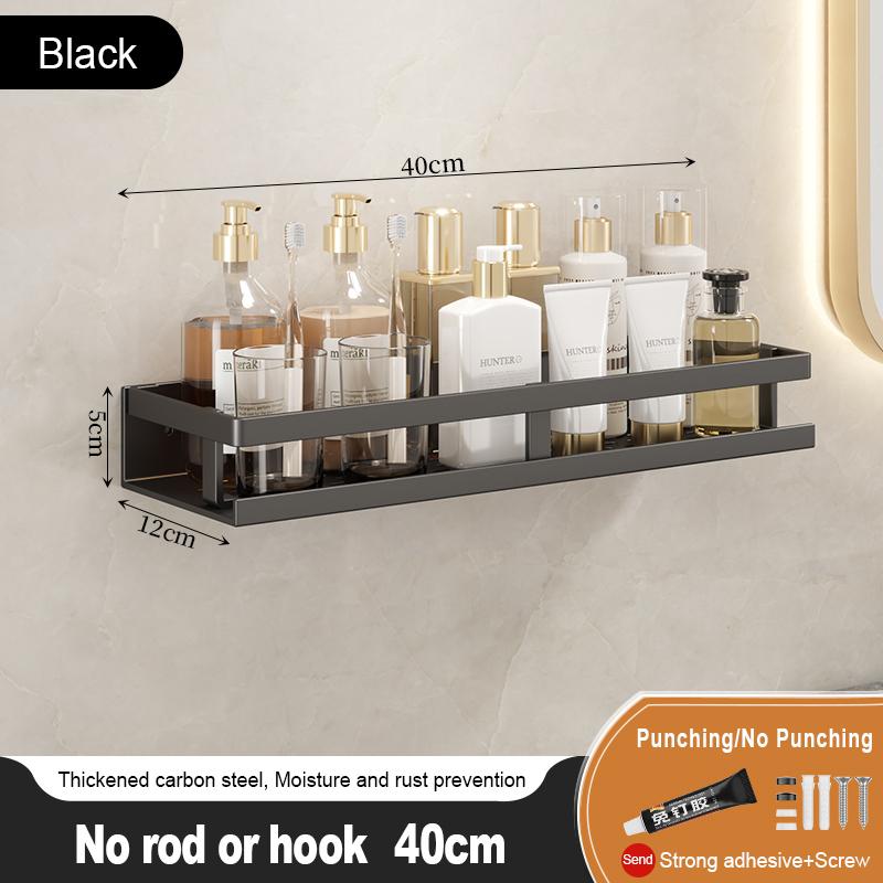 Bathroom Storage Rack Non Perforated Wall Mounted Towel Rack Bathroom Washbasin Cosmetics Storage Rack Wrought Iron Material