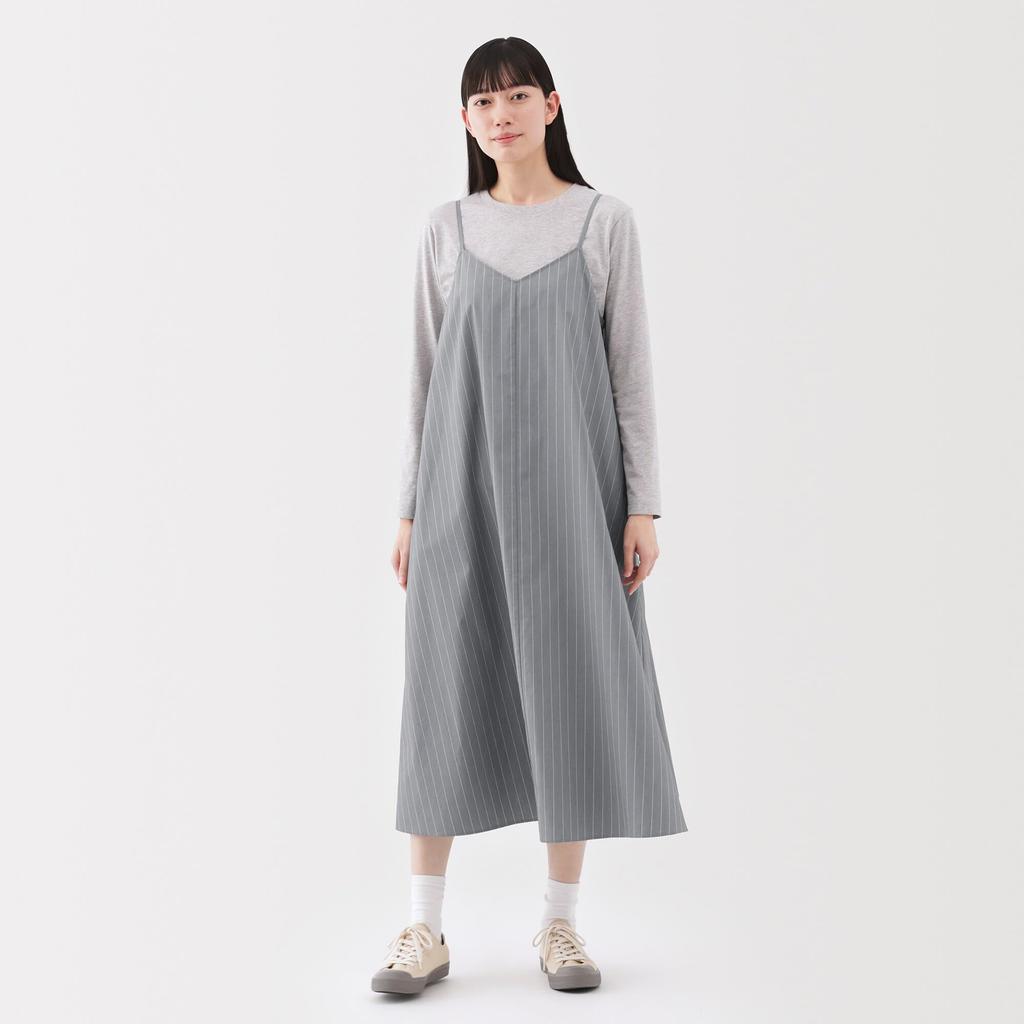 MUJI Broad Camisole Gray Size BC2L9A5S Women's Quick-Drying Dress, Stripe, L,