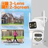 New EU 4K 9MP WIFI IP Camera Three Lens 8X Zoom Outdoor PTZ Camera HD AI Auto Tracking Security Camera P2P CCTV Surveillance ICSee