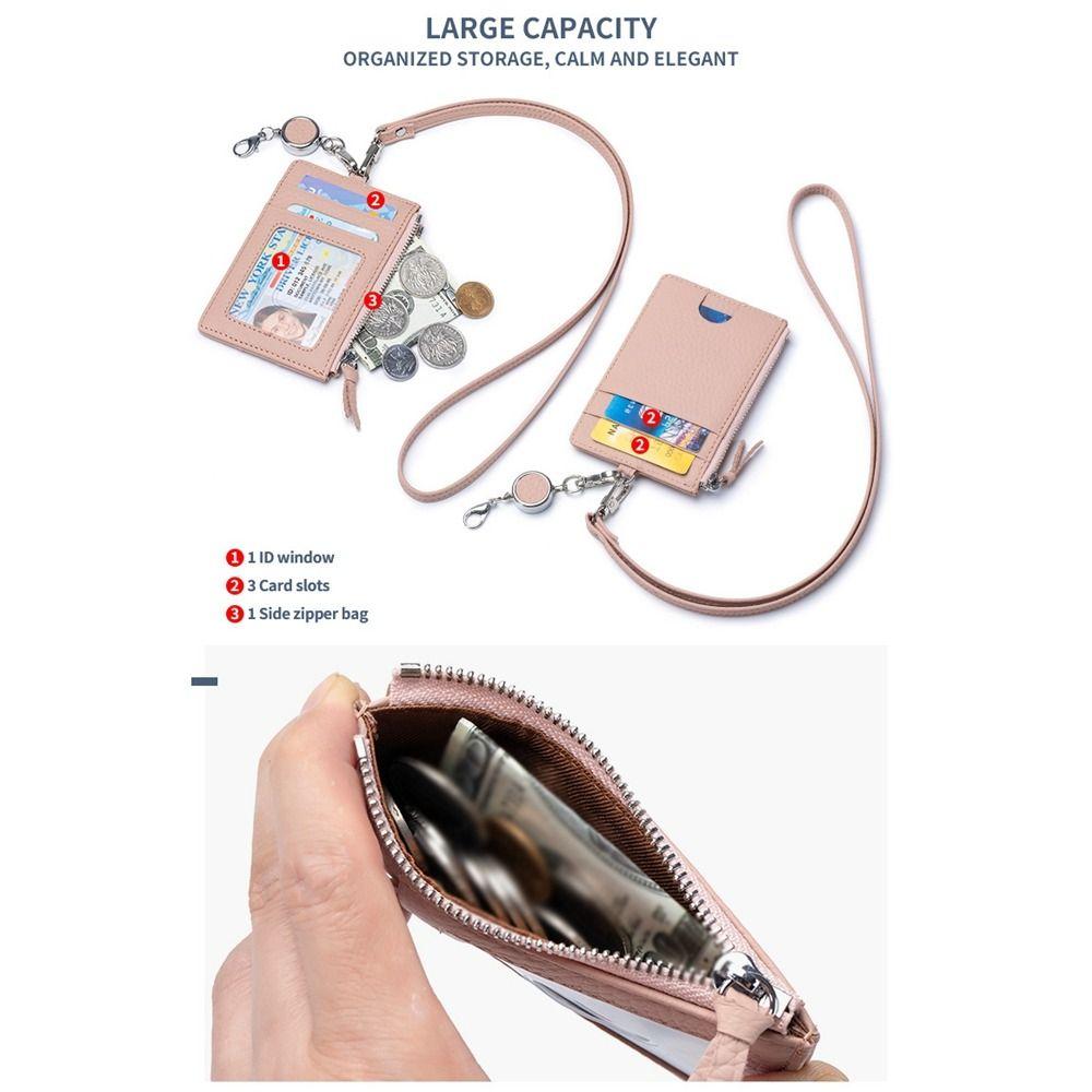 Portable Reel Strap Badge Holder with Lanyard Male Wallet Neck Strap Card Holder  Male