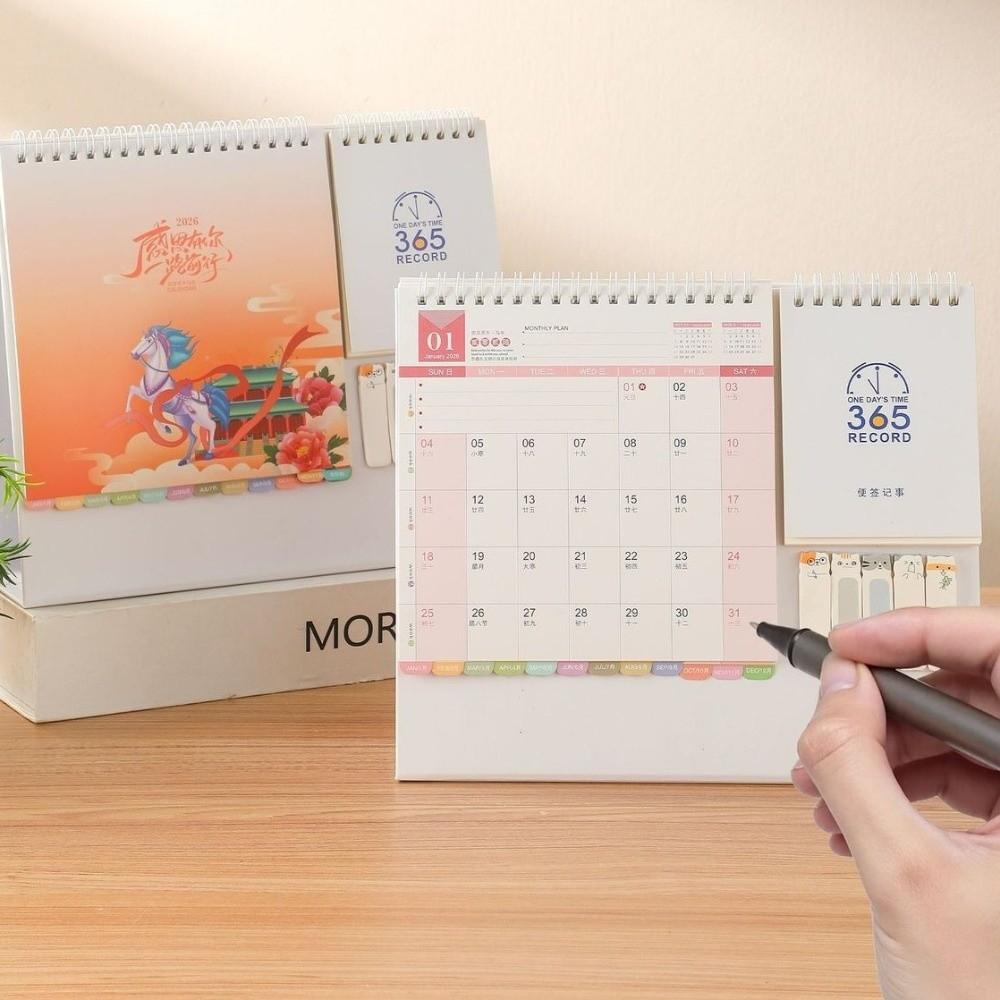 Standing 2026 Desktop Desk Calendar Thick Paper Time Management Writeable Calendar Foldable Memo Function Desktop Paper Calendar