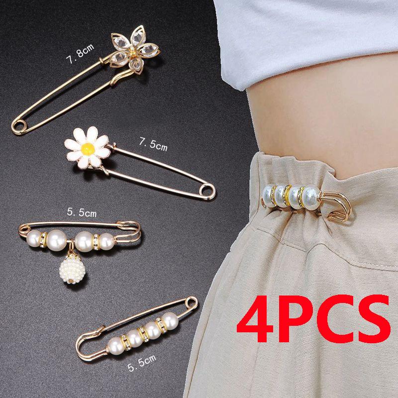 4ks Faux Pearl Brože Set Elegance Móda Ženy Zirkon Lapel Pin Svetr Šaty Brož Pins Diy Doplňky Dárky