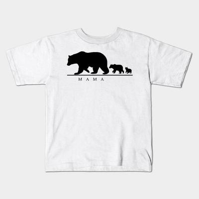 Boys Girls Soft Cotton Graphic Tees 'Mama Bear And Two Cubs' Cool Bear Mom Gift Breathable Daily School Wear Kids T-Shirts
