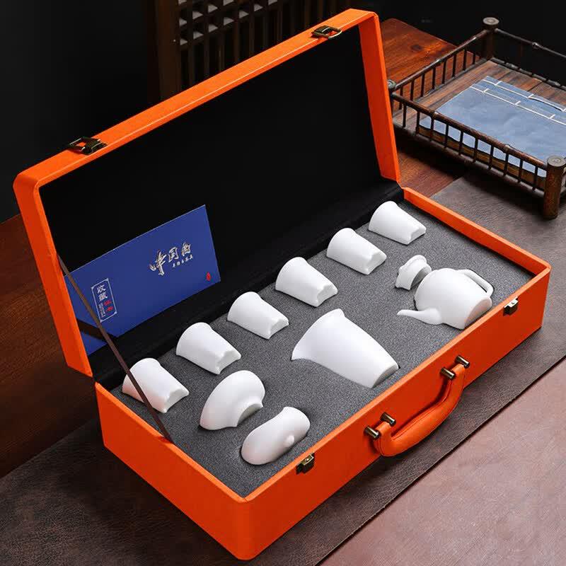 Tuopai 10-Piece Mutton Fat Jade White Porcelain Tea Set