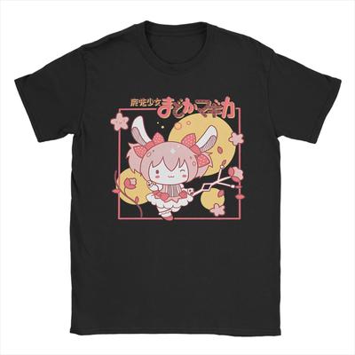 Kawaii Bunny Madoka TShirts for Unisex O Neck Otton T Shirts Puella Magi Madoka Magica Anime Short Sleeve Tee Shirt Clothing