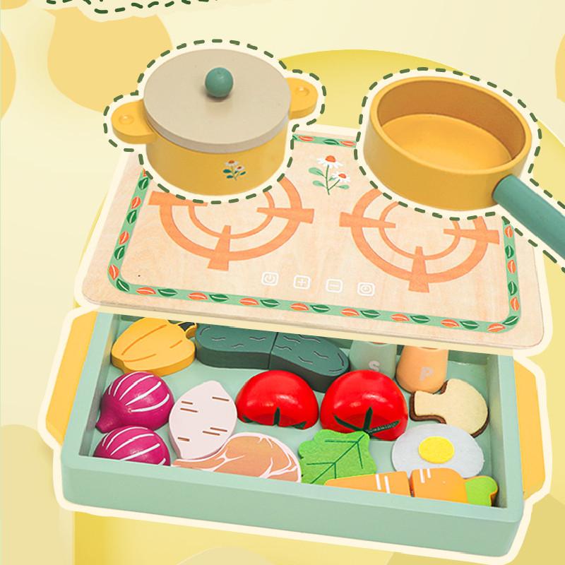 Wooden Simulation Fun Kitchen Vegetable And Fruit Cooking Children Set Toy