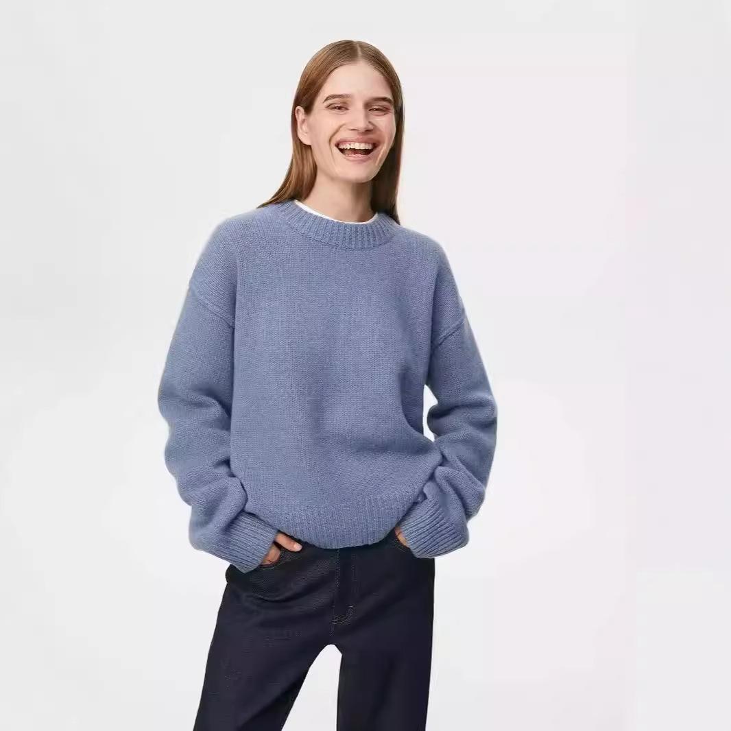 

GMXIA вязаный свитер осень-зима с круглым вырезом свободный L