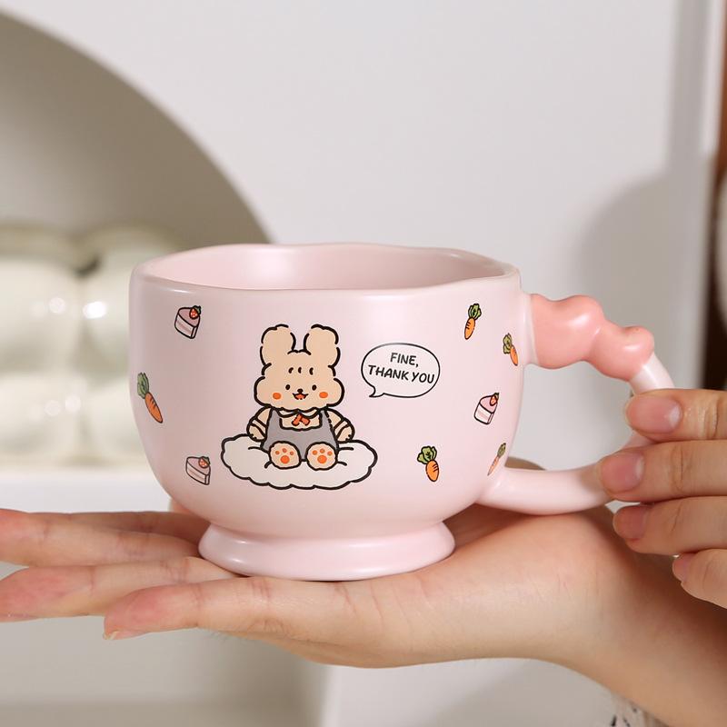 Creative Love Ceramic Cup Cute Bear Rabbit Coffee Cup Birthday Gift Creative Mug Business Event Gift