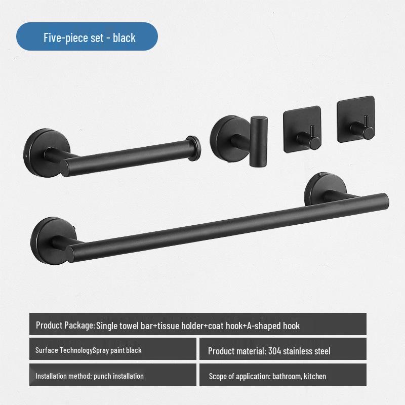 

Набір для ванної кімнати з нержавіючої сталі 304: Полиця для зберігання, Тримач для рушників, Кільце для рушника, Тримач для туалетного паперу, Гачок для халата