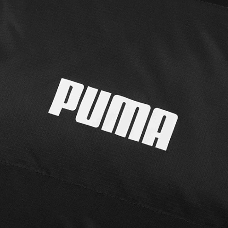 Puma Solide Daunen Longline Logo Kapuzen-Pufferjacke Herren Oberbekleidung Schwarz 846326-01