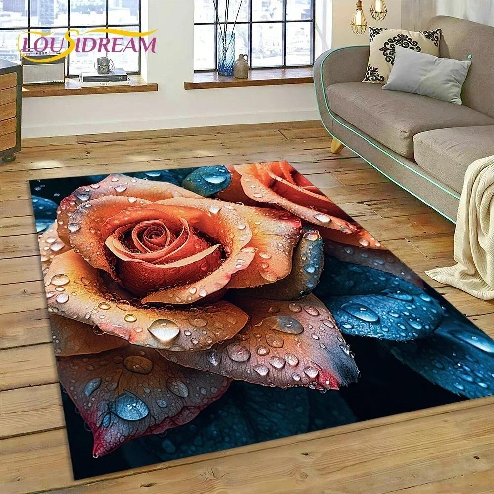 Rote Rose Blume Element Nordischer Stil Liebe Romantisch Dekorativ Praktisch Teppich Wohnzimmer Schlafzimmer Unter Sofa Tisch Teppich Matte