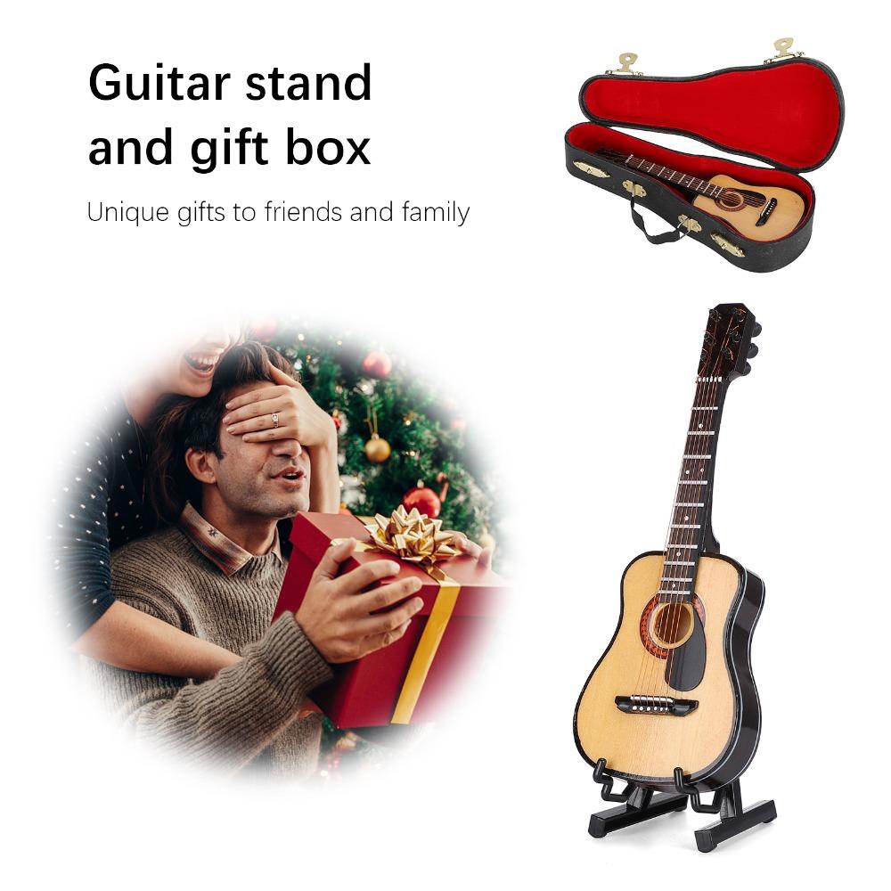 3pcs With Stand And Case Miniature Guitar Model 15cm Size Acoustic Guitar Ornament  Birthday Gift