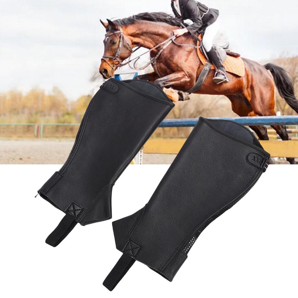 Lther Legs Cover Half Chap, 1 Pair Windproofing Leg Warmers   for Horse Riding, Zip Up Equestrian Protective Guard Bikers Gaiters for Adult