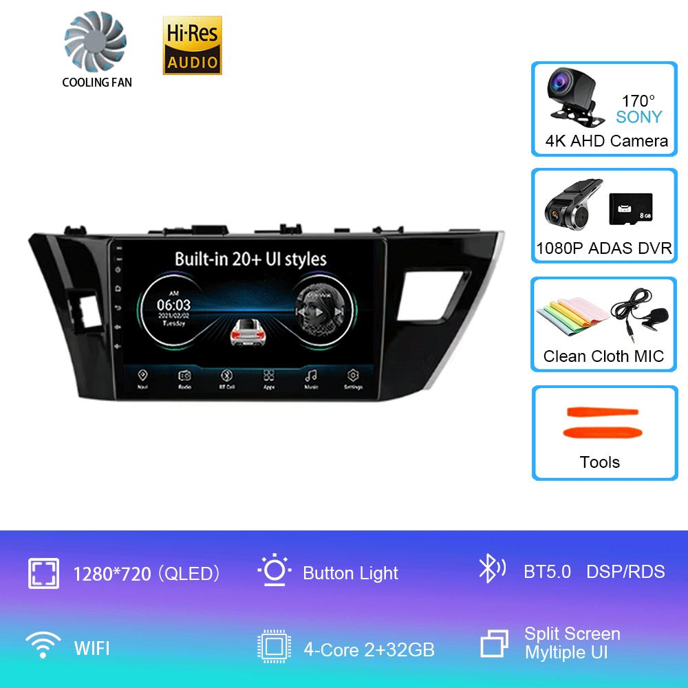 For Toyota Corolla Ralink 2013 2014 2015 2016 4G Android 14 Car Stereo Radio Multimedia Video Player Navigation GPS 2Din