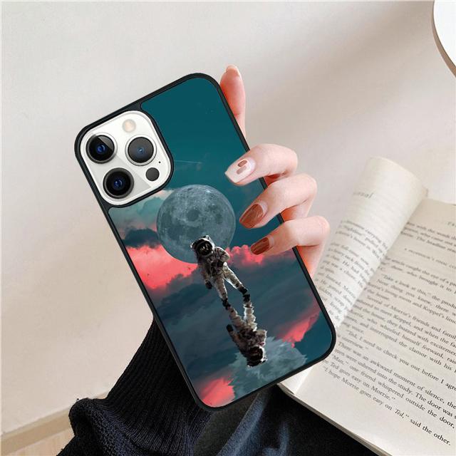 Starry Space Moon Astronaut Aesthetic Phone Case Cover for iPhone 17 Air 16 15 14 13 11 12 Pro Max Plus Coque