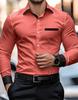 Men's Wrinkle Free Long Sleeve Shirt, Stretch Slim Fit Contrast Collar Luxury Commute Business Casual Shirt for Young Men