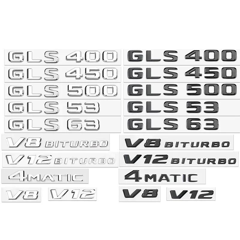 Chrome Plastic Car Trunk Rear 3D Letters Badge Emblems for Mercedes Benz AMG GLC200 GLC250 GLE400 GLS450 V8 V12 BITURBO 4MATIC IW2