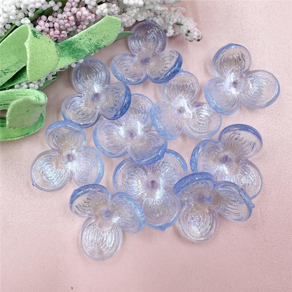 Handmade Acrylic 22.6mm Beads Beaded Hollowed Out Three-petal Flowers Hairpin Accessories Straight Hole 10pcs Mobile Phone Chain