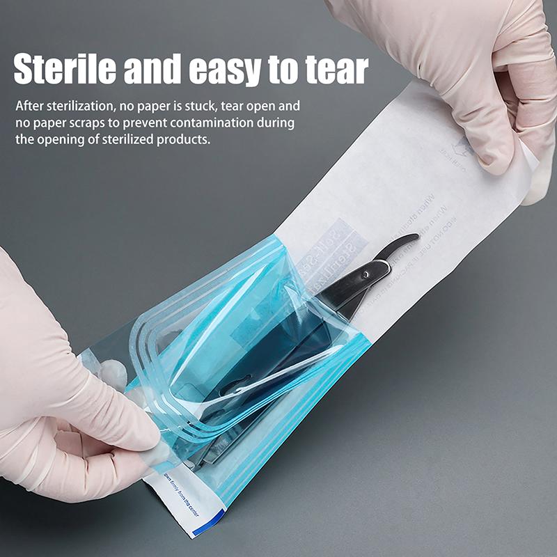 200Pcs Self-Seal Sterilization Pouches 6 Sizes Medical-Grade Autoclavable Bags Instrument Disinfection Bag Dental Supplies