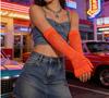 Rhinestone Fishnet Half-Finger Party Gloves