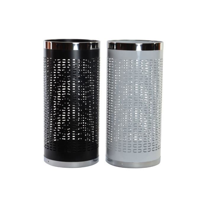 Porte-parapluie - Acier - Blanc Et Noir - 23 X 23 X 50 Cm - Lot De 2 Unités