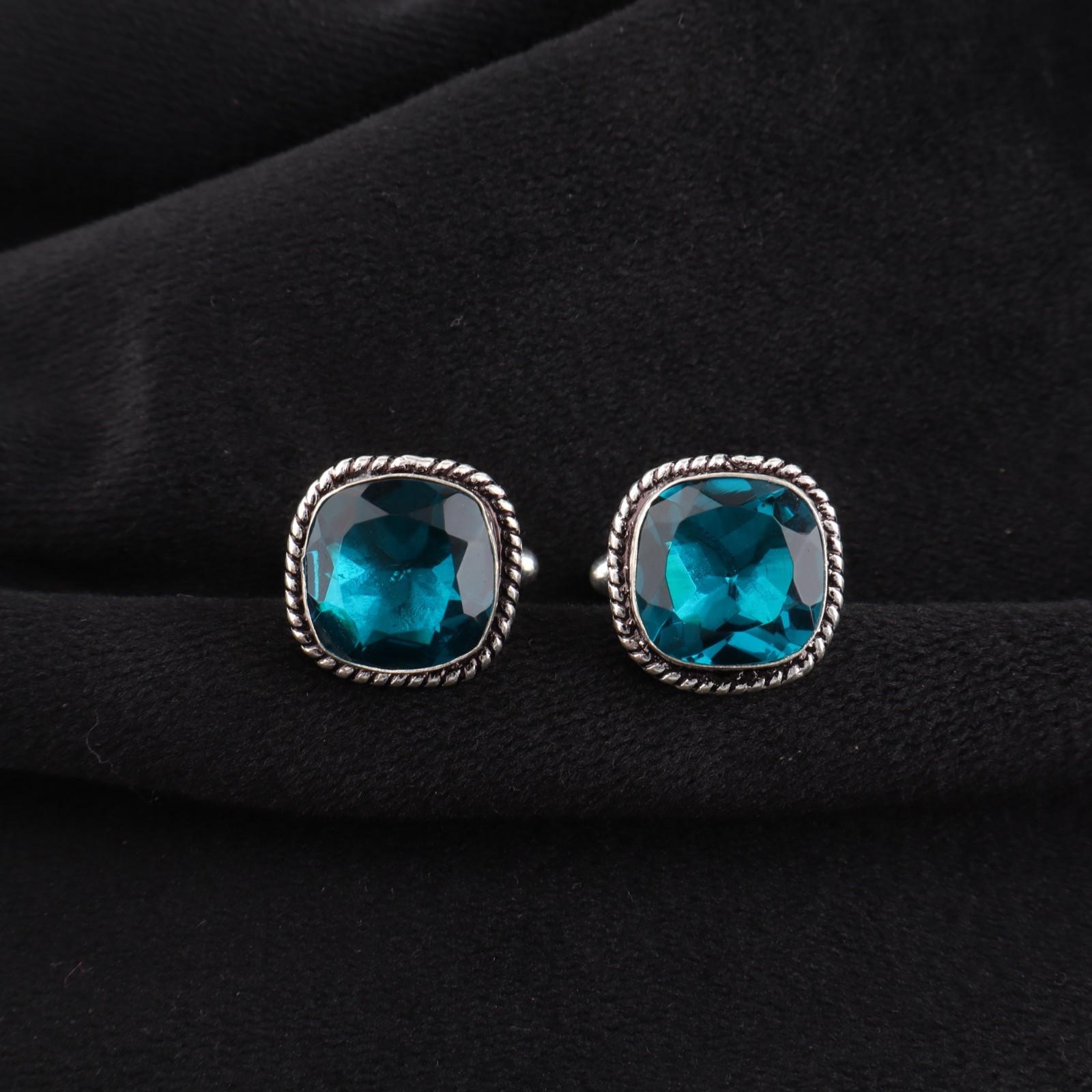 

Apatite Gemstone 925 Sterling Silver Jewelry Handmade Cufflinks 0.61 For Gift CL-7-1
