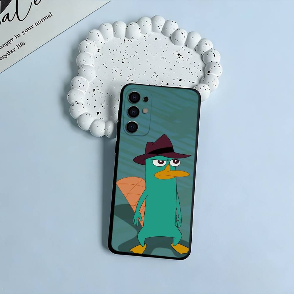 P-Perry The P-Platypus Black Soft Silicone Phone Case for Samsung S25, S24, S21, S22, S23, S30, Ultra, S20, Plus, FE, Lite